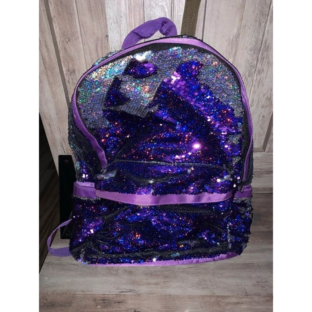 Purple and Silver Flip-able Sequin Backpack Full Size Preowned